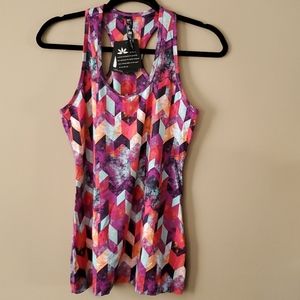 Lukka Racerback Tank Top Multicolored Chevron Sz S